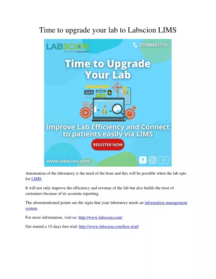 time to upgrade your lab to labscion lims