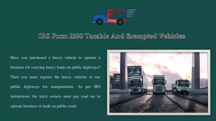 irs form 2290 taxable and exempted vehicles