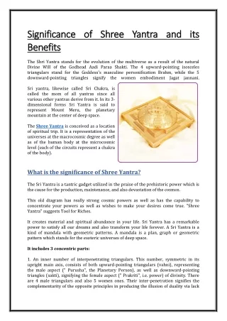 Significance of Shree Yantra and its Benefits