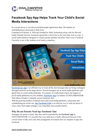 Facebook Spy App Helps Track Your Child's Social Media Interactions