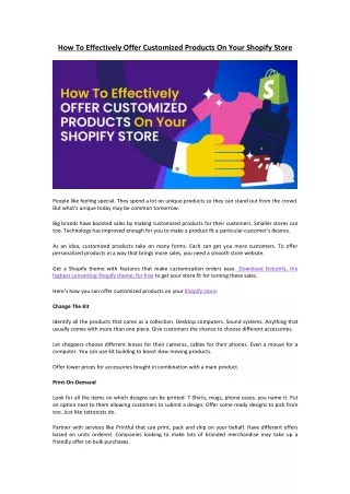 how to effectively offer customized products
