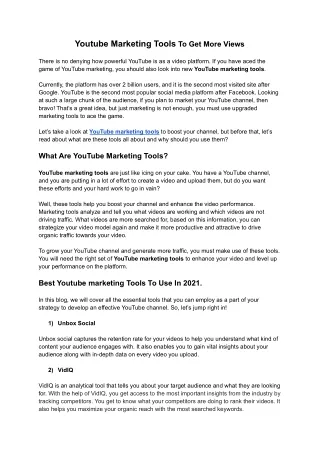 Youtube Marketing Tools