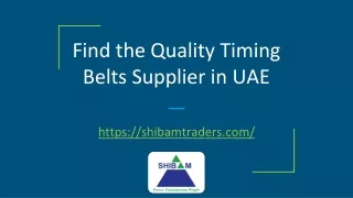 Find the Quality Timing Belts Supplier in UAE
