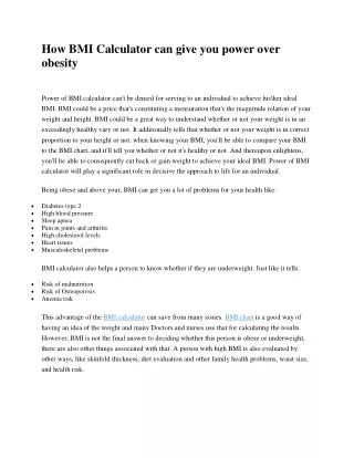 how bmi calculator can give you power over obesity