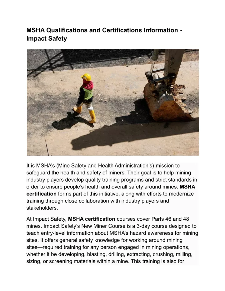 msha qualifications and certifications
