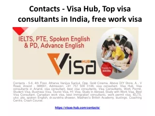 Contacts - Visa Hub, Top visa consultants in India, free work visa