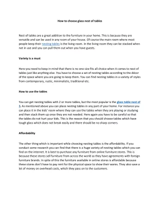 how to choose glass nest of tables