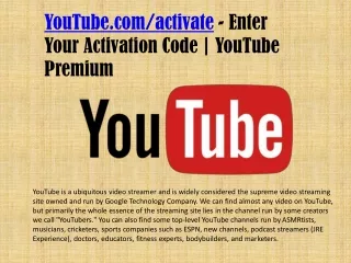 YouTube.comactivate - Enter Your Activation Code  YouTube Premium