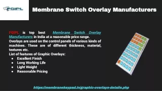 Membrane Switch Overlay Manufacturers