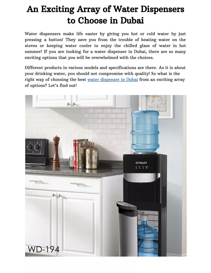 an exciting array of water dispensers to choose