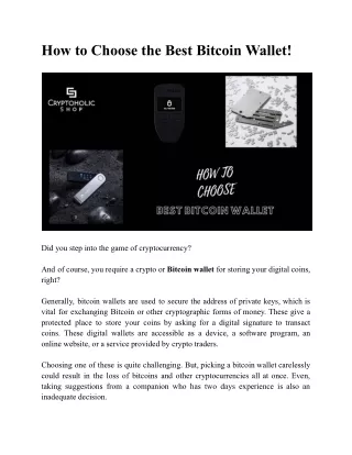 How to Choose the Best Bitcoin Wallet!