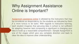 why assignment a ssistance online is important