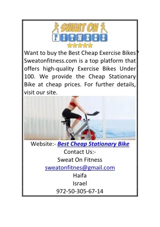 Best Cheap Stationary Bike | Sweatonfitness.com