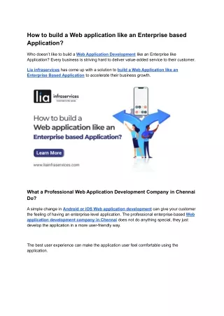 how to build a web application like an enterprise
