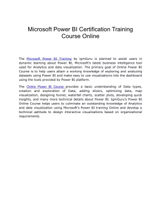 Microsoft Power BI Certification Training Course Online