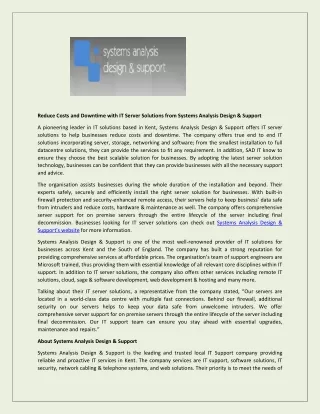 reduce costs and downtime with it server