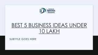 Best 5 Business Ideas Under 10 Lakh