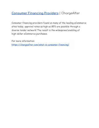 consumer financing providers chargeafter