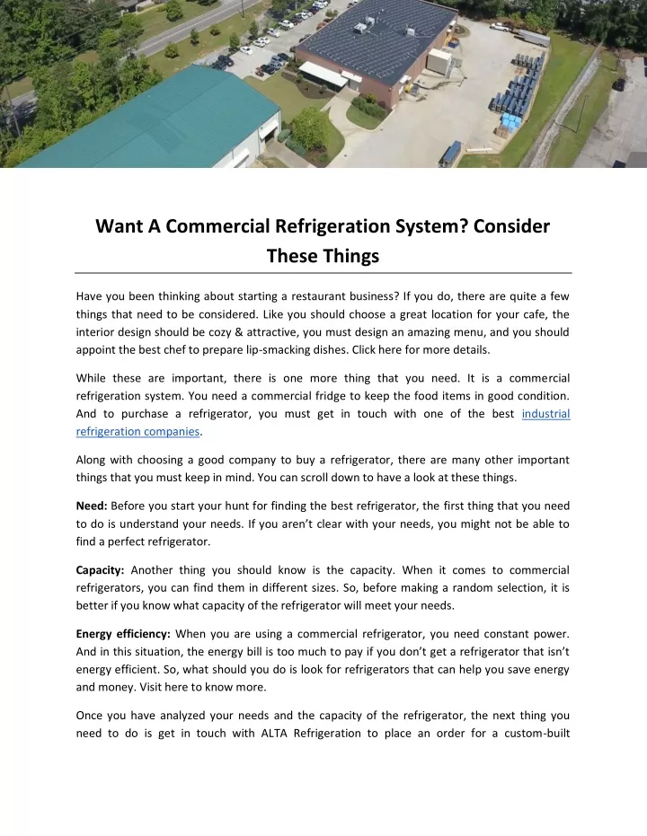 want a commercial refrigeration system consider