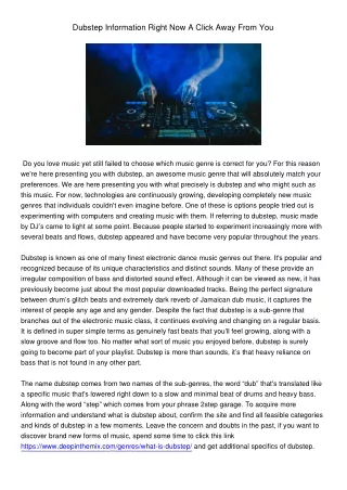 dubstep information right now a click away from