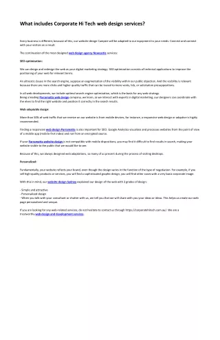 what includes corporate hi tech web design
