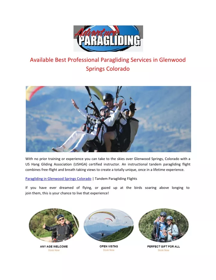 available best professional paragliding services