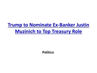 Trump to Nominate Ex-Banker Justin Muzinich to Top Treasury Role