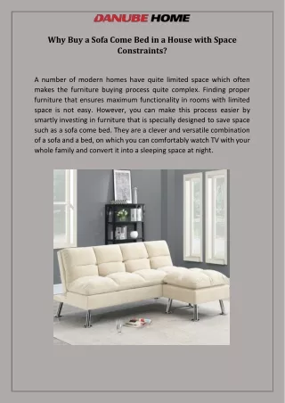 Why Buy a Sofa Come Bed in a House with Space Constraints?