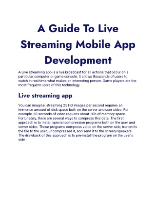 a guide to live streaming mobile app development