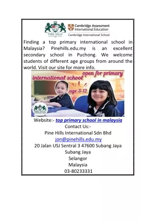 top primary school in malaysia | pinehills.edu.my