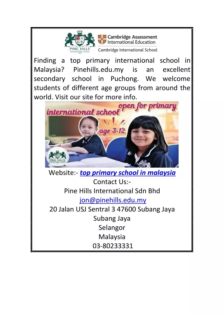 finding a top primary international school