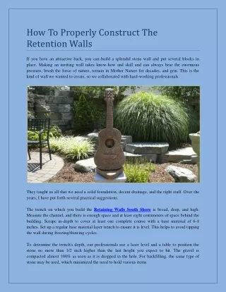 How To Properly Construct The Retention Walls