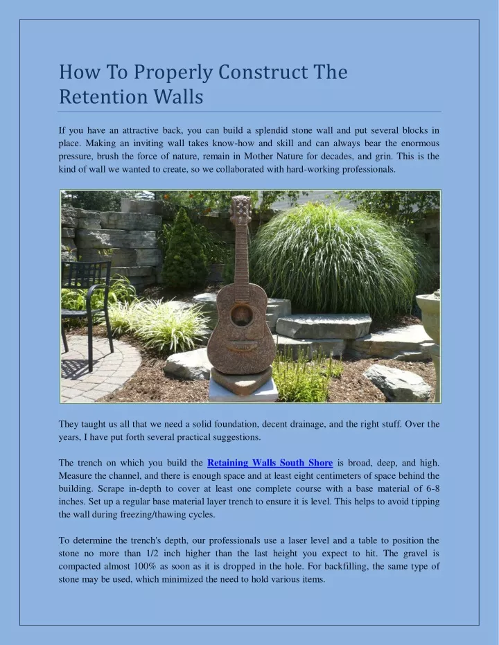 how to properly construct the retention walls