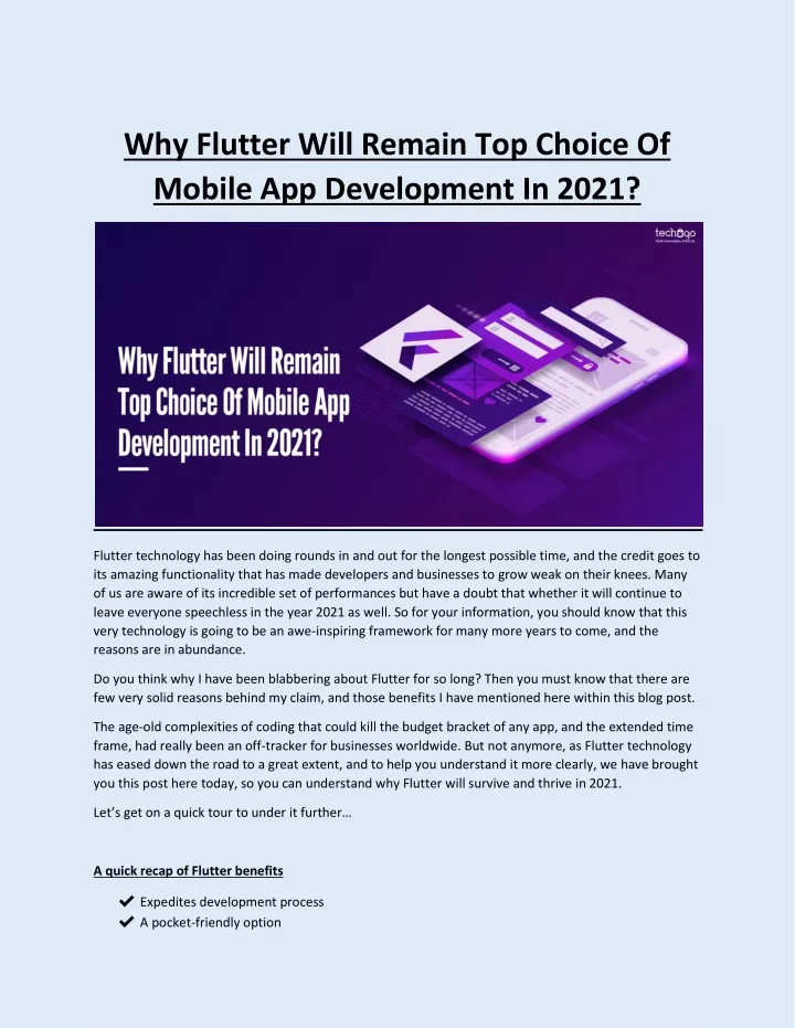 why flutter will remain top choice of mobile