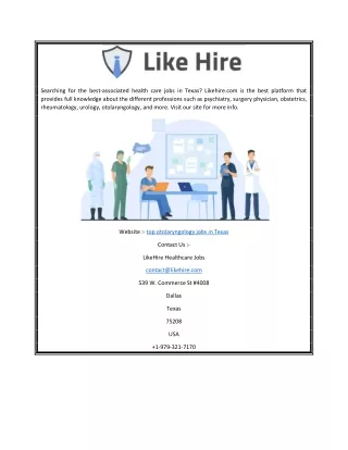 Top Otolaryngology Jobs in Texas  Likehire.com