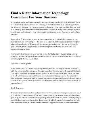 find a right information technology consultant