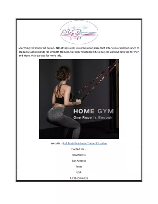 Full Body Resistance Trainer Kit online.