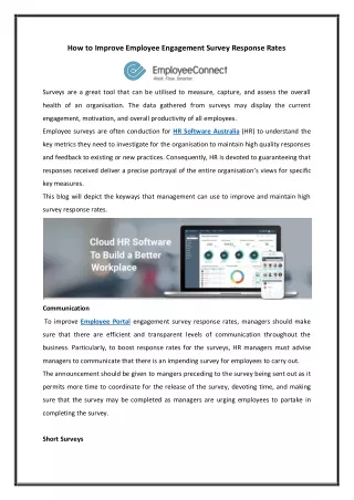 How to Improve Employee Engagement Survey Response Rates