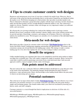 4 Tips to create customer centric web designs