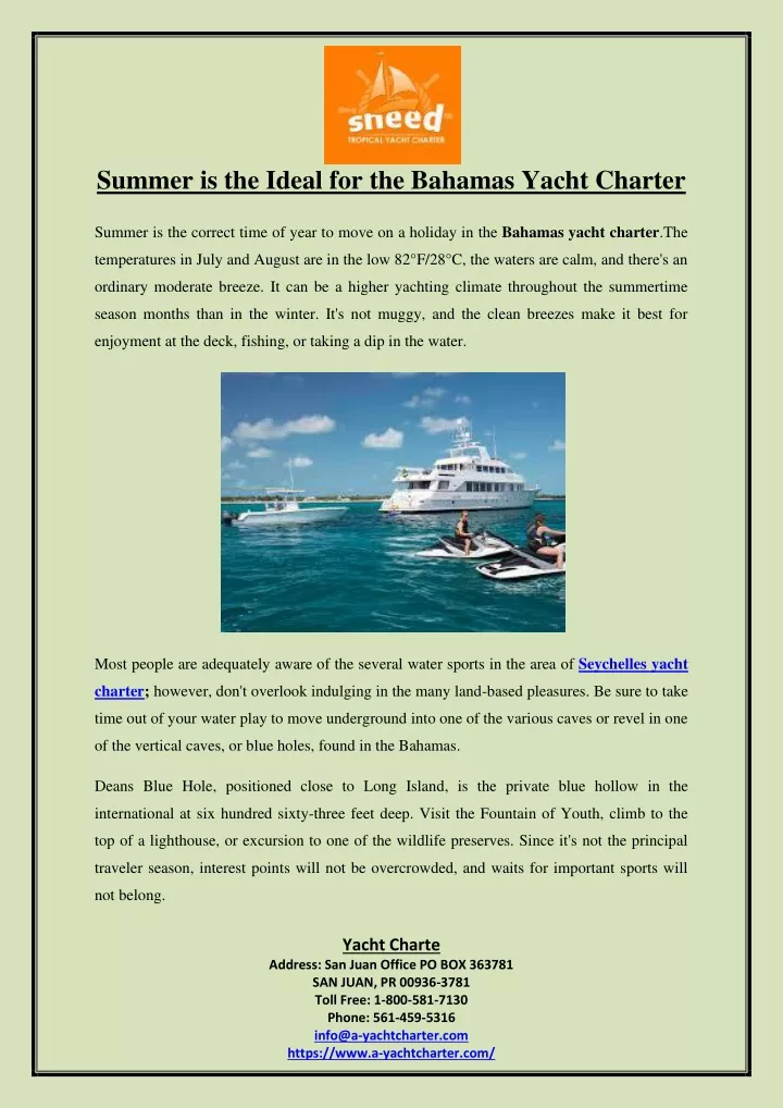 summer is the ideal for the bahamas yacht charter