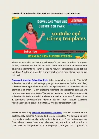 Download Youtube Subscriber Pack and youtube end screen templates