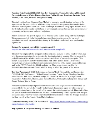 foundry coke market 2021 2025 size key companies