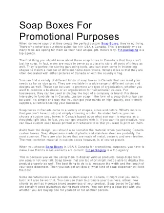 Soap Boxes For Promotional Purposes