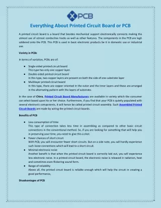 everything about printed circuit board or pcb