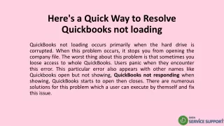 here s a quick way to resolve quickbooks not loading