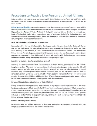 Procedure to Reach a Live Person at United Airlines