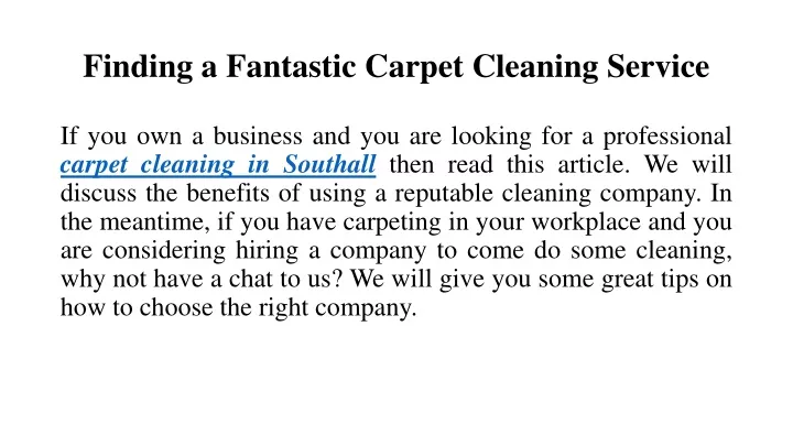 finding a fantastic carpet cleaning service