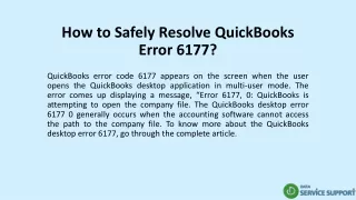 how to safely resolve quickbooks error 6177
