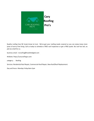 Cary Roofing Pros