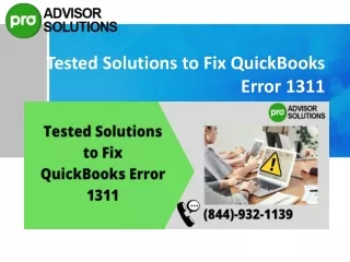 tested solutions to fix quickbooks error 1311